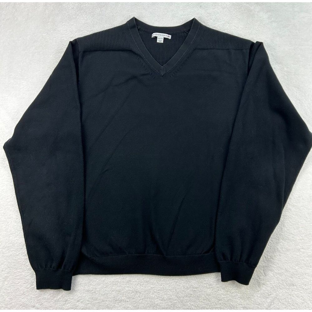 Cutter &‎ Buck Men's XXL Black V-neck  Supima Cotton Pullover, Ribbed Shoulders
